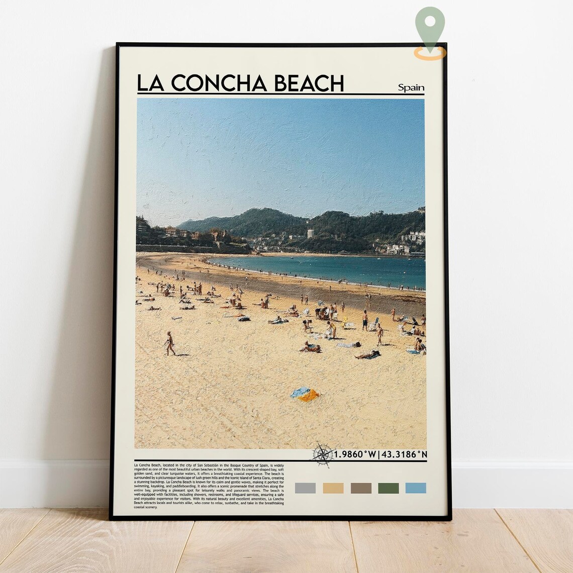 La Concha Beach San Sebastian Spain Golden Shoreline Travel Poster - Image 2