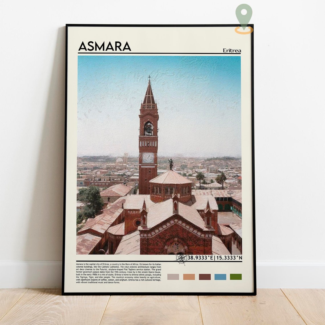 Asmara Eritrea Cathedral Bell Tower Historic City View Poster - Image 2