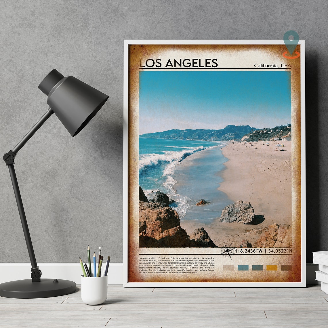 Los Angeles California Beach Coastline Ocean Waves Photo Poster - Image 4