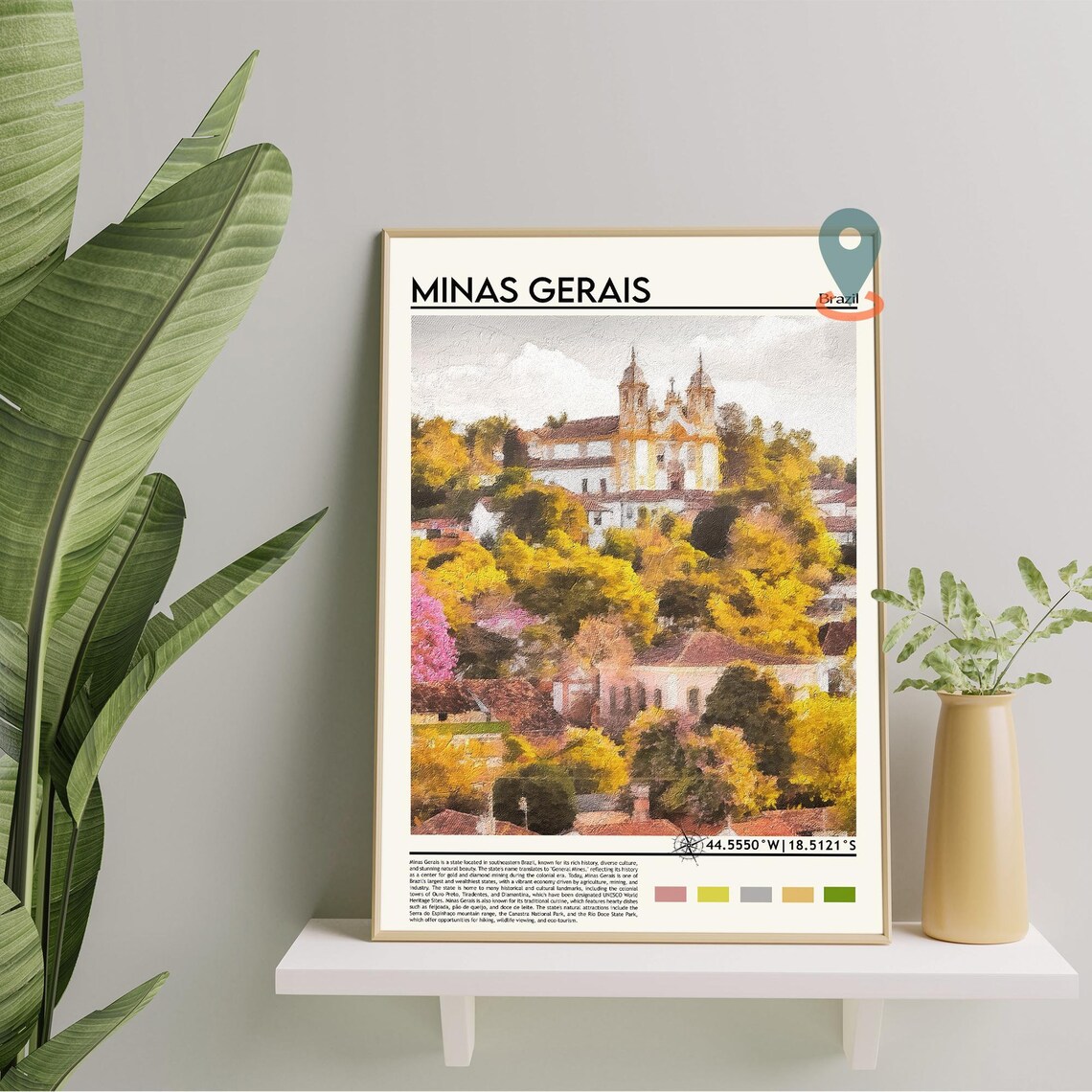 Minas Gerais Brazil Colonial Church Hill Town Baroque Poster - Image 3