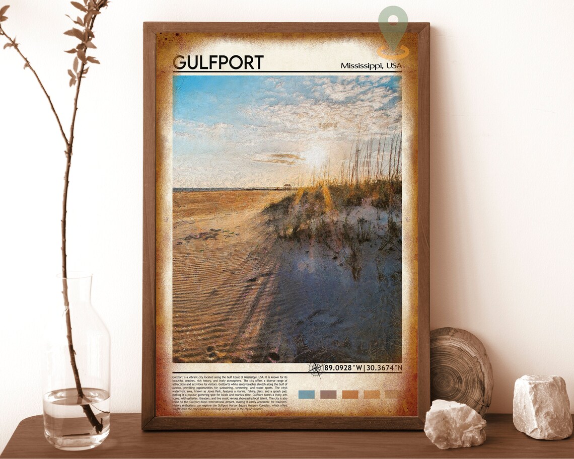 Gulfport Mississippi Gulf Coast Beach Sunset Dunes Travel Poster - Image 6