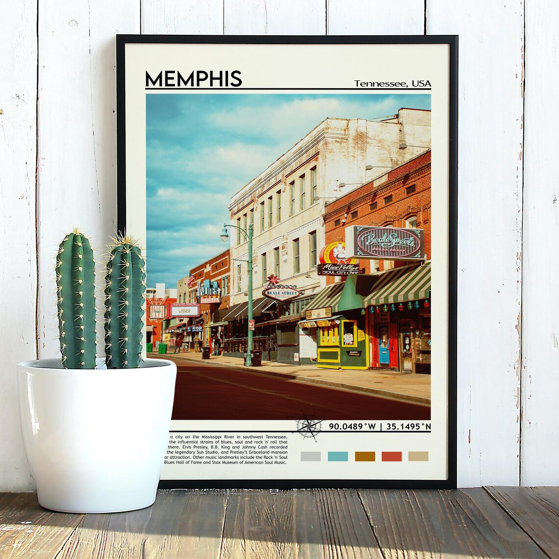 Memphis Tennessee USA Beale Street Blues Music Scene Travel Poster - Image 3