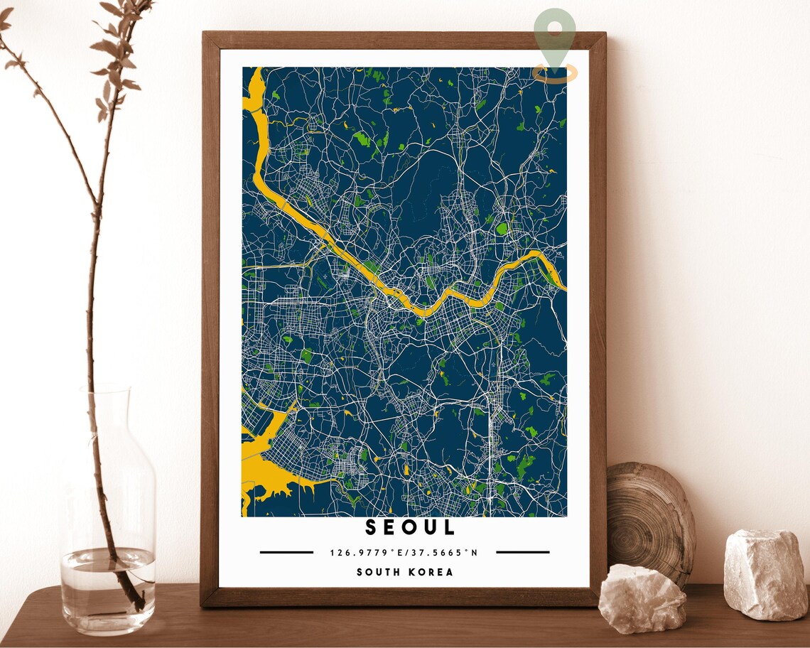 Seoul South Korea Colorful City Map Street Grid Travel Poster - Image 2