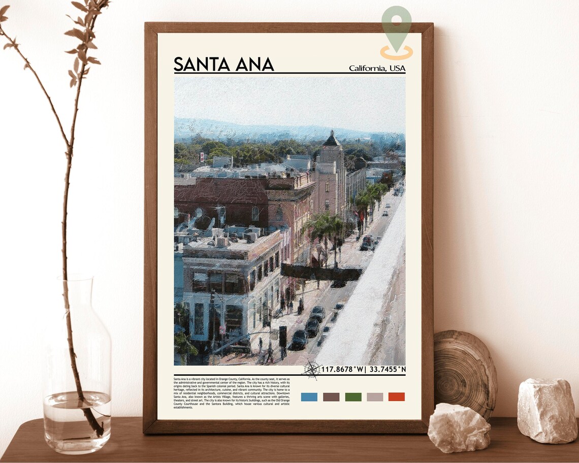 Santa Ana California Historic Downtown Fourth Street District Travel Poster
