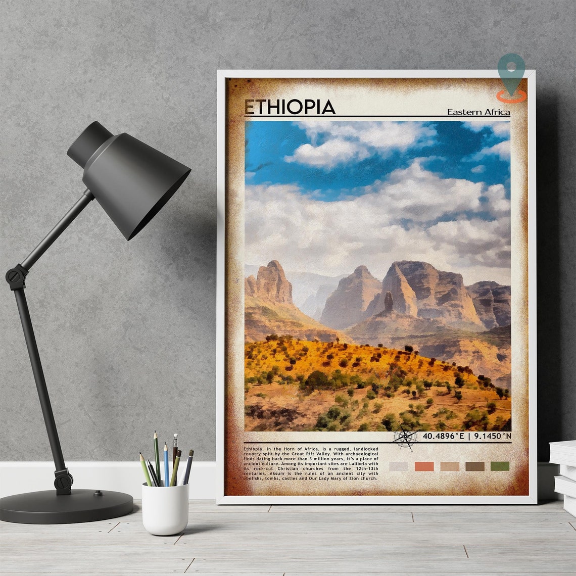 Ethiopia Eastern Africa Golden Rugged Highland Rocky Peaks Poster - Image 5