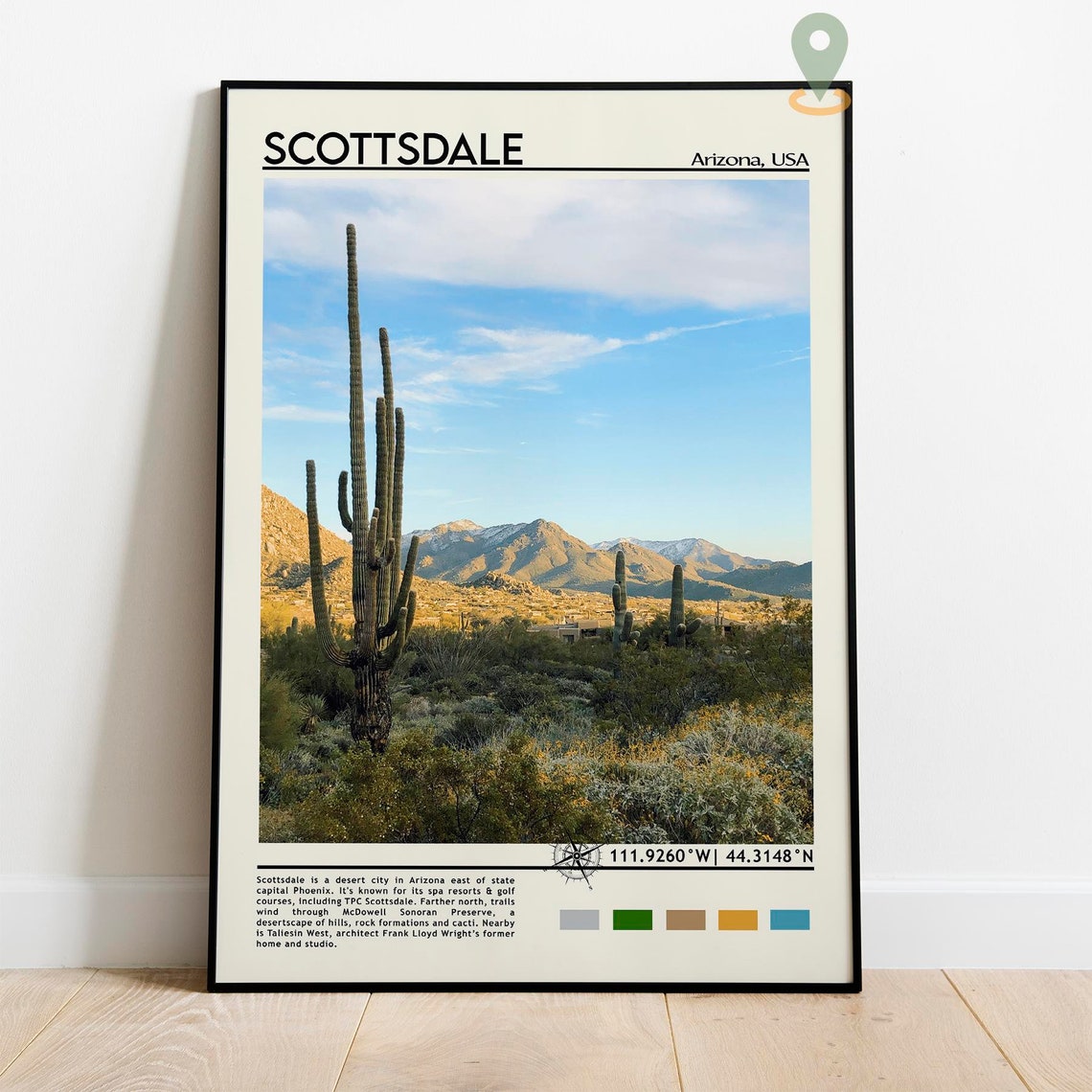 Scottsdale Print Vintage Poster Scottsdale Art Scottsdale Travel Poster Scottsdale Photo Scottsdale Poster Print Arizona Poster - Image 2