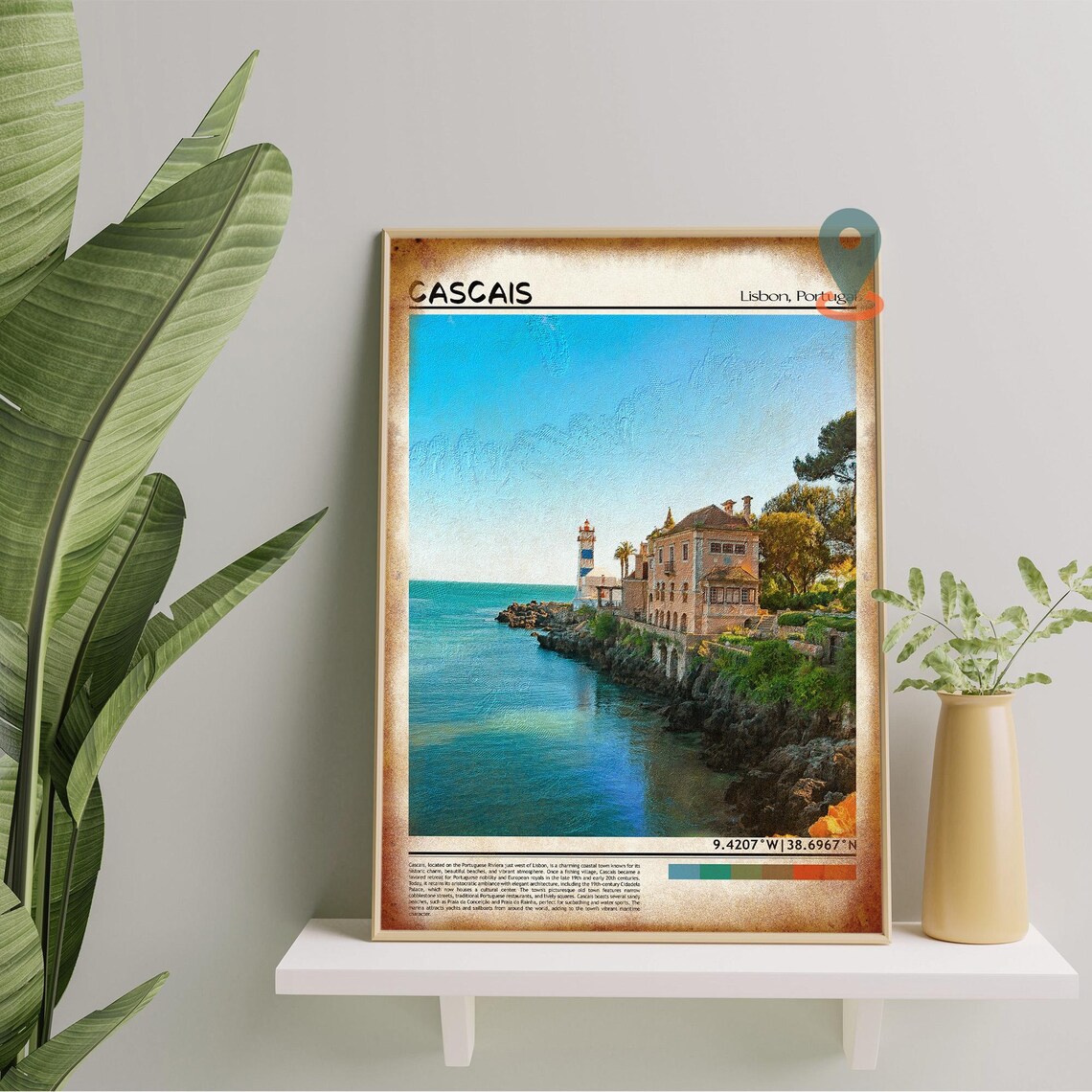 Cascais Portugal Lighthouse Cliffside Manor House Photo Poster - Image 5