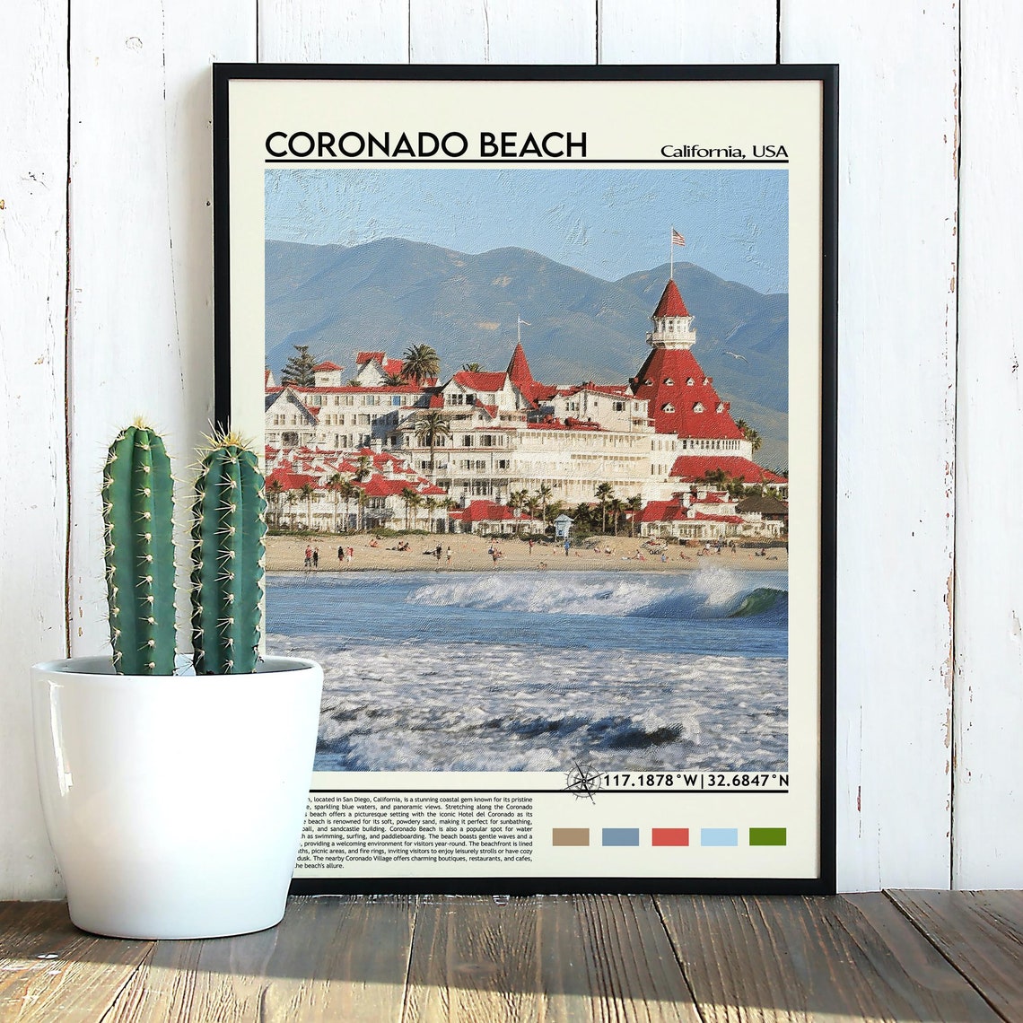Coronado Beach California Historic Hotel Coast Travel Poster - Image 3