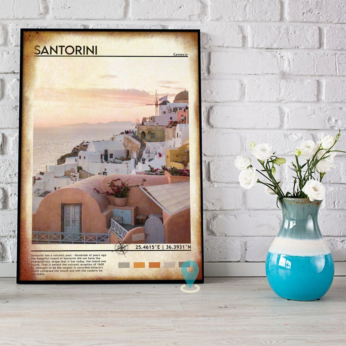 Santorini Greece Sunset White Houses Aegean Sea Travel Poster - Image 4