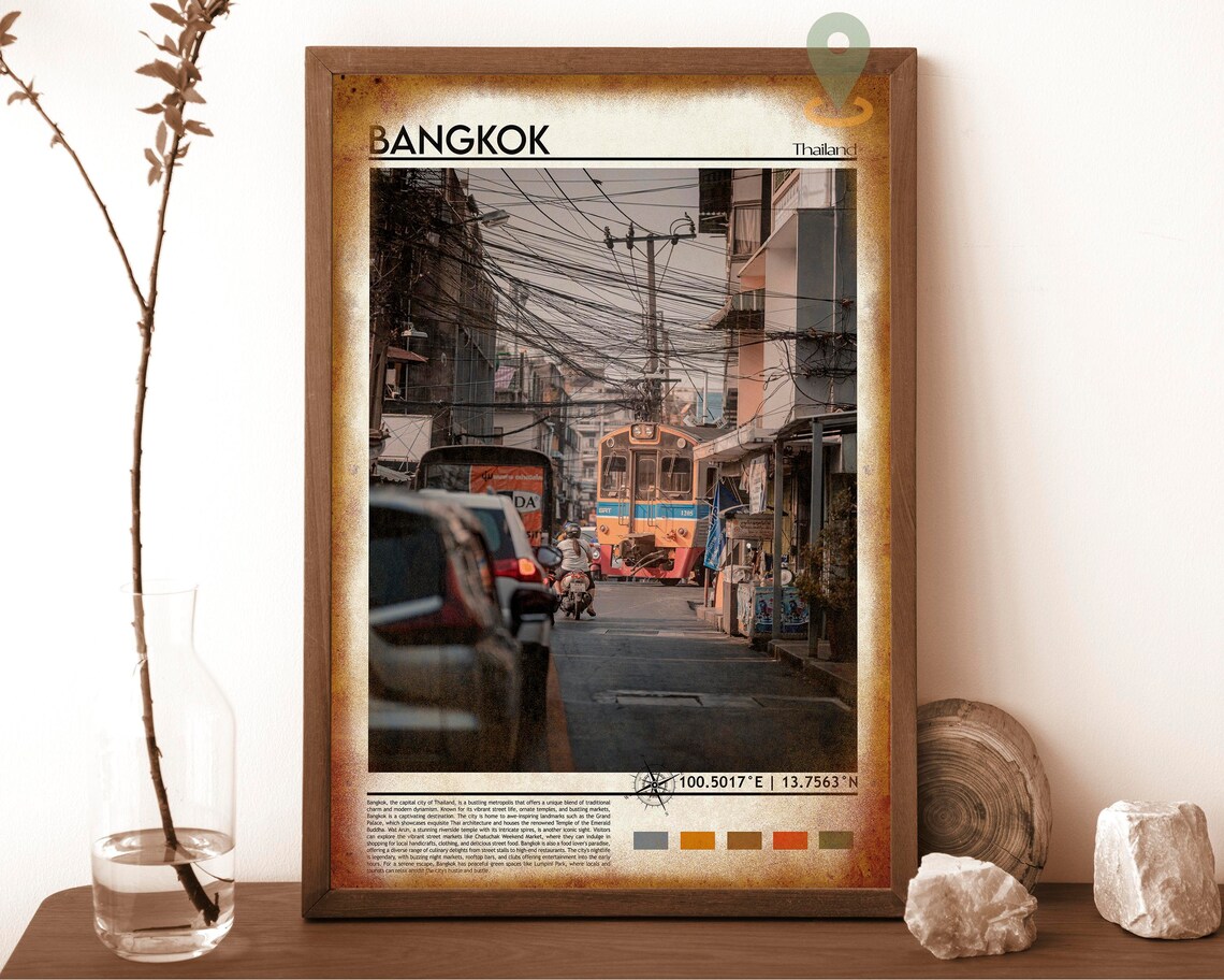 Bangkok Thailand Street Train Urban Gritty City Life Travel Print - Image 6