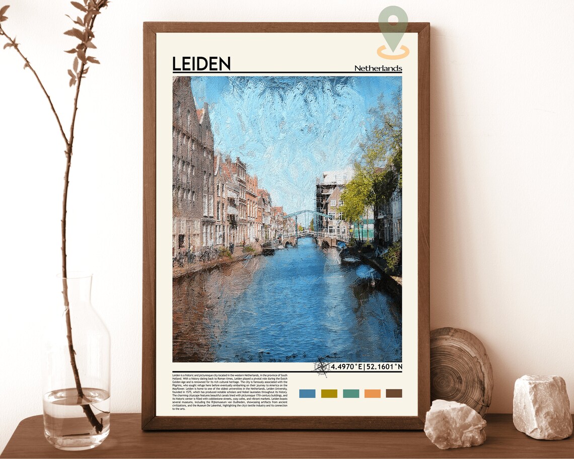 Leiden Netherlands Historic Canal City Photo Travel Wall Art