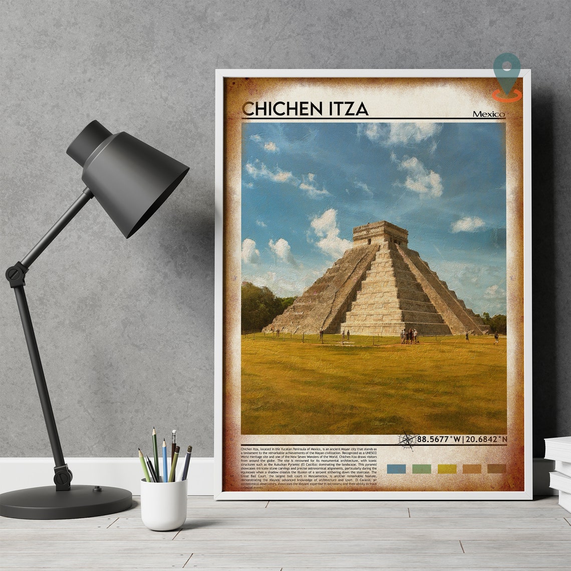 Chichen Itza Print Chichen Itza Poster Chichen Itza Wall Art Chichen Itza Travel Chichen Itza Art Print Chichen Itza Artwork Mexico - Image 4