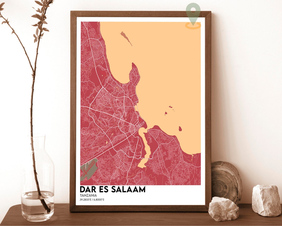 Dar es Salaam Tanzania Teal Street Map Art Print for Modern Wall Decor - Image 4