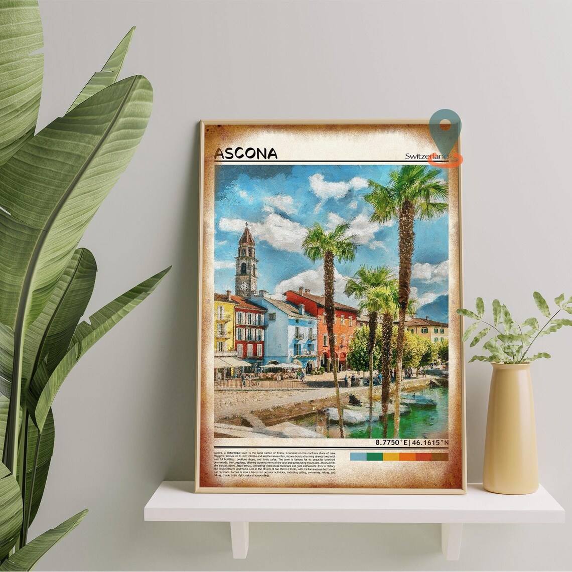 Ascona Switzerland Lake Maggiore Colorful Waterfront Photo Poster - Image 5