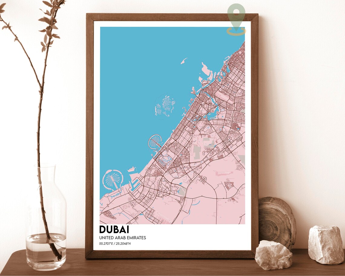 Dubai United Arab Emirates Modern Coast City Street Map Poster - Image 3