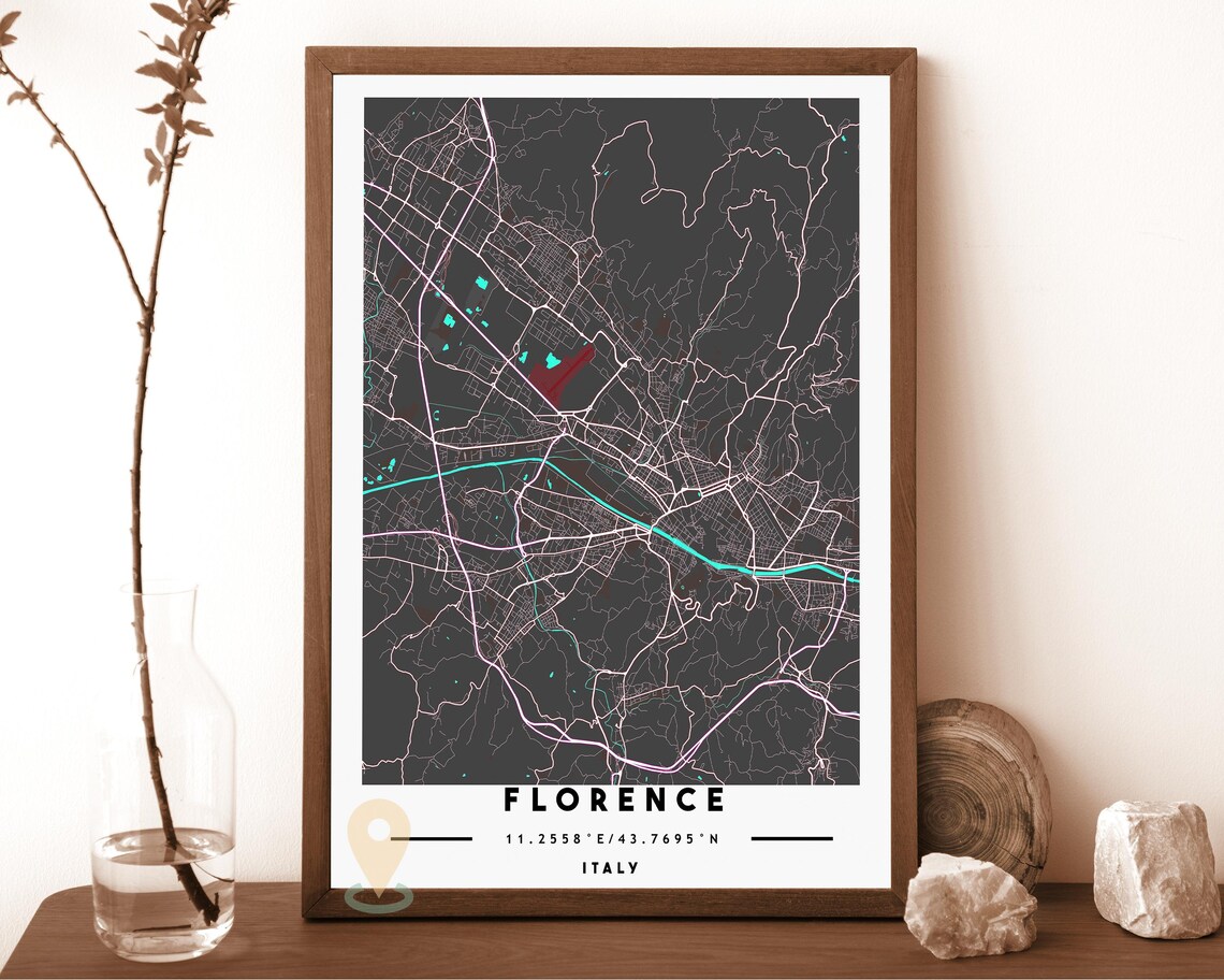 Florence Italy Blush Pink Minimal City Street Map Travel Poster - Image 5