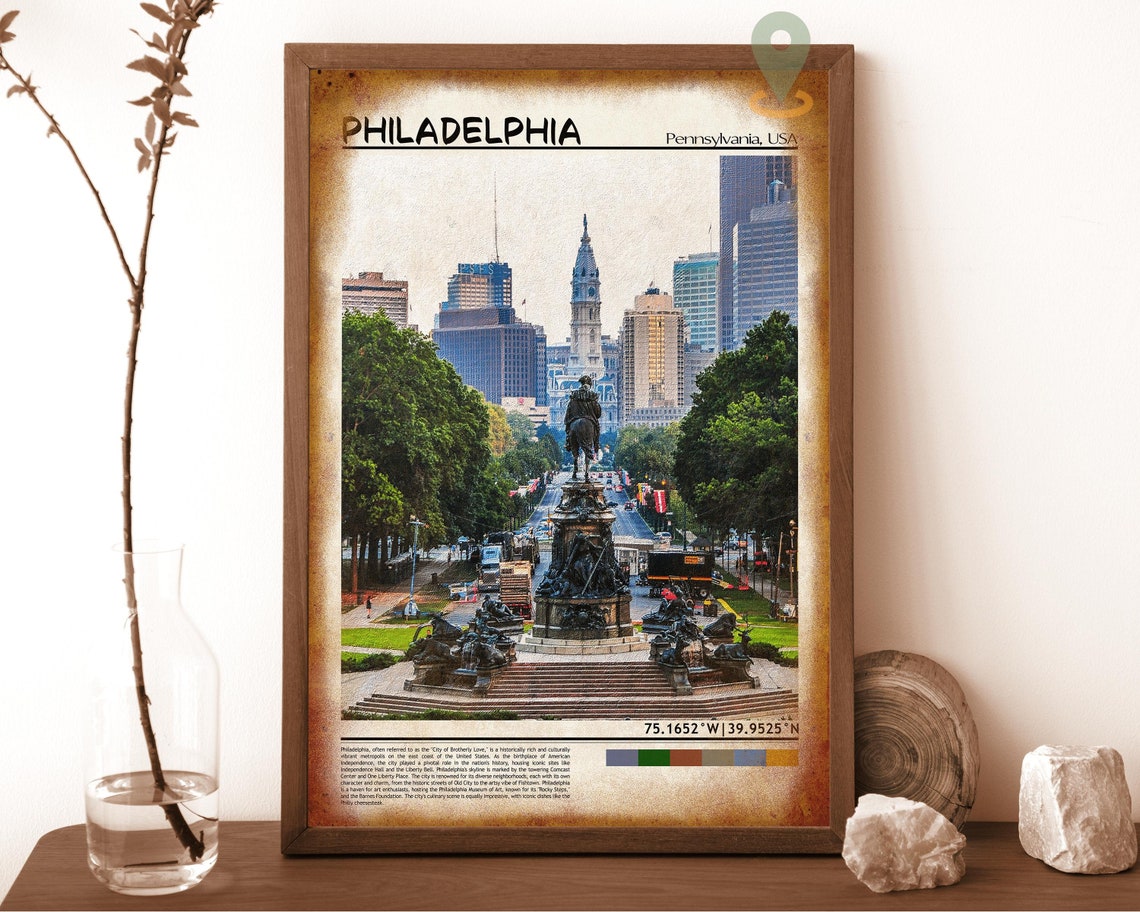 Philadelphia Pennsylvania Center City Fountain Skyline View Poster - Image 6
