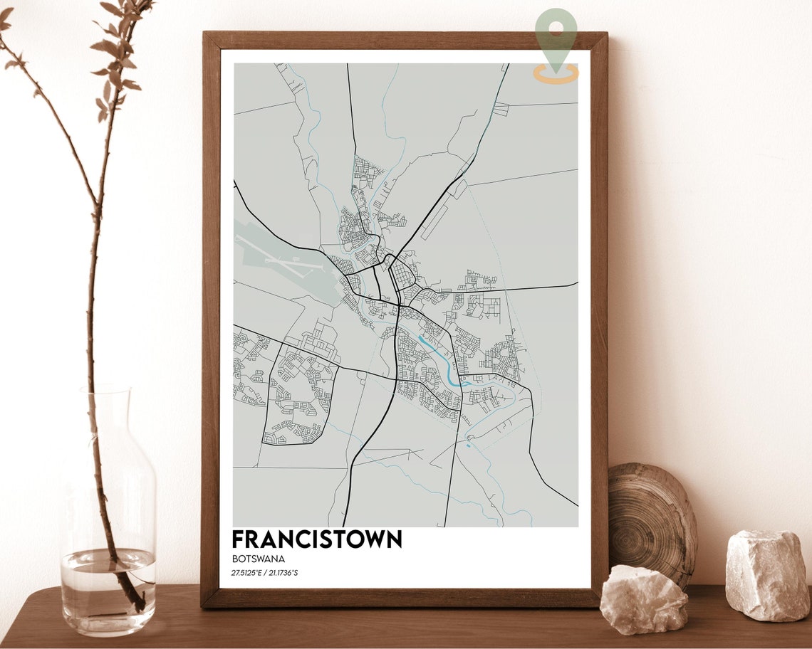 Francistown Botswana Deep Green Modern City Map Home Decor Poster - Image 2