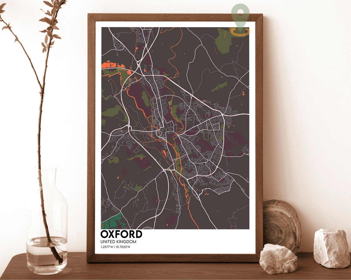 Oxford Map Oxford Map Print Oxford Personalized Map Oxford Wall Art Oxford Travel Poster Oxford Poster Oxford Photo Oxford City - Image 3