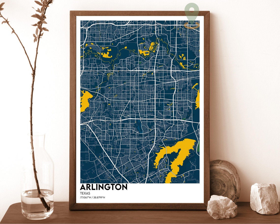 Arlington Texas Warm Tan Minimalist City Street Map Art Print - Image 2