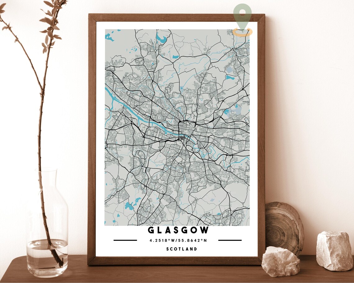 Glasgow Scotland Minimal Cream Street Map City Art Travel Poster - Image 4