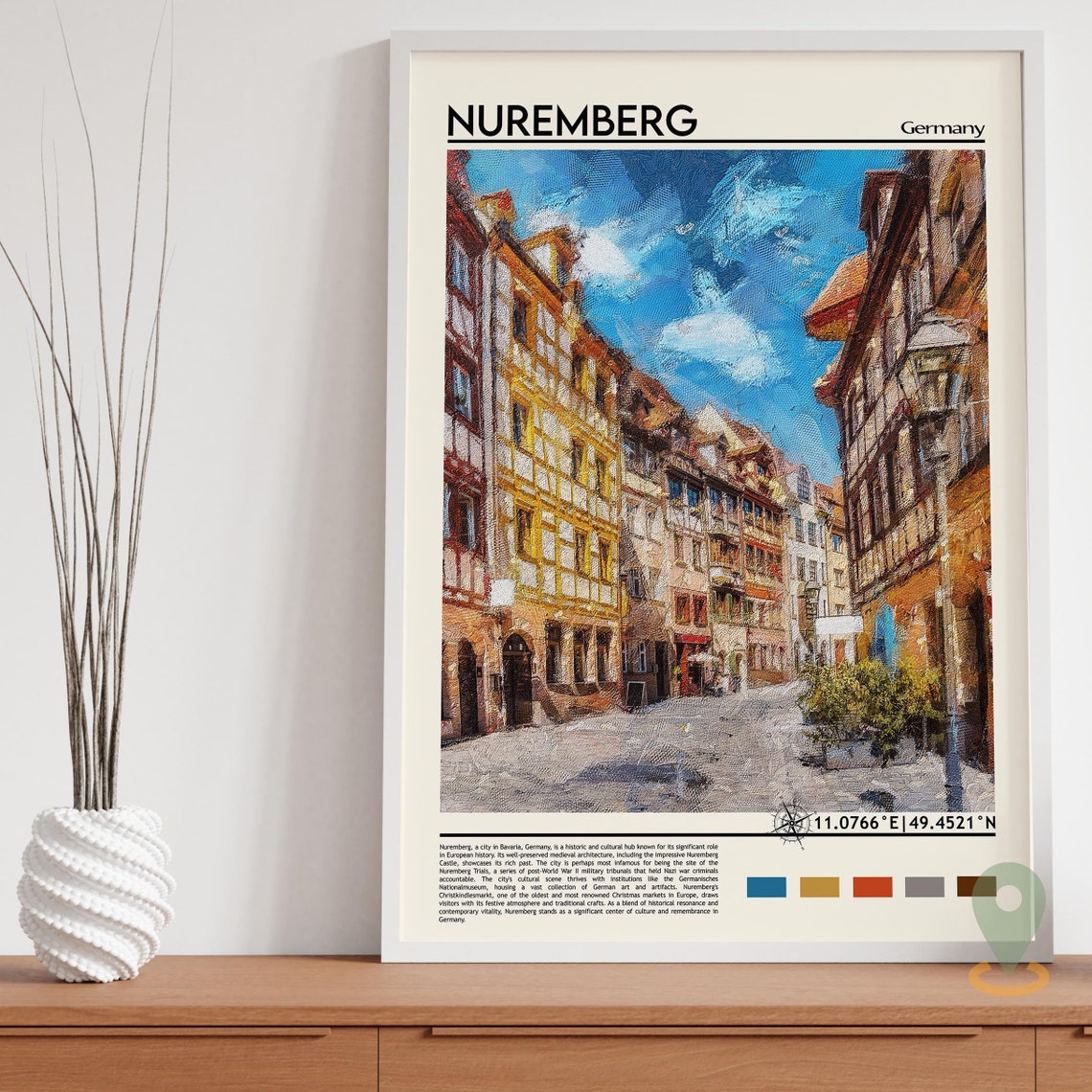 Nuremberg Germany Old Town Half Timbered Street Painting Poster - Image 5