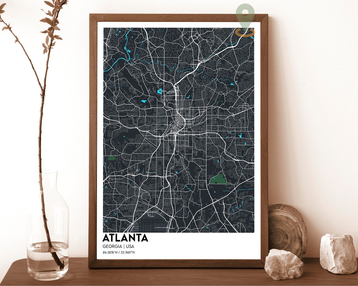 Atlanta Map Atlanta Map Print Atlanta Personalized Map Atlanta Wall Art Atlanta Travel Poster Atlanta Poster Atlanta Georgia Poster - Image 3