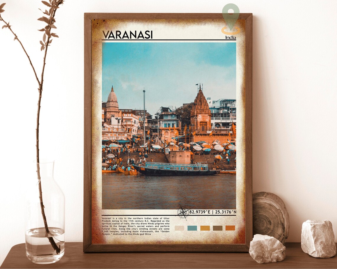 Varanasi India Sacred Ganges River Ghats Temple Photo Art Poster - Image 6