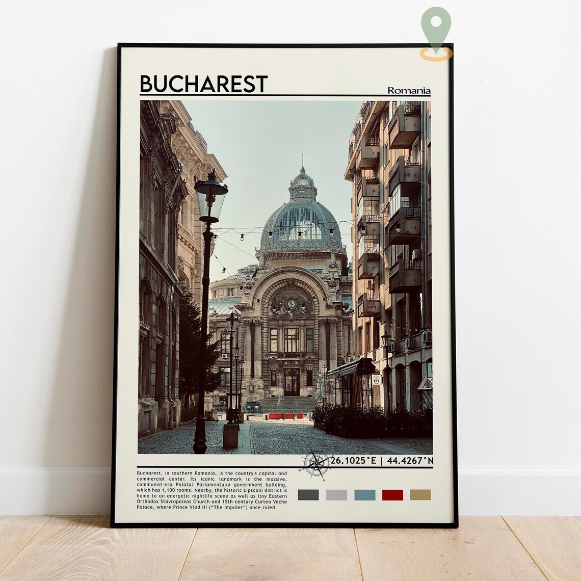 Historic Bucharest Romania Old Town Streetscape Travel Poster - Image 5