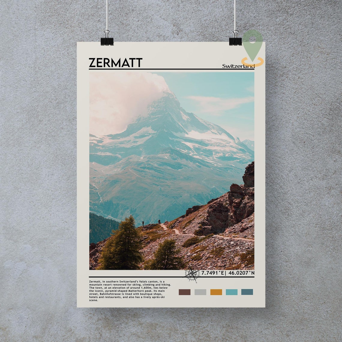 Zermatt Print Vintage Zermatt Poster Zermatt Art Zermatt Poster Zermatt Photo Zermatt Poster Print Switzerland Poster Travel Gift - Image 3
