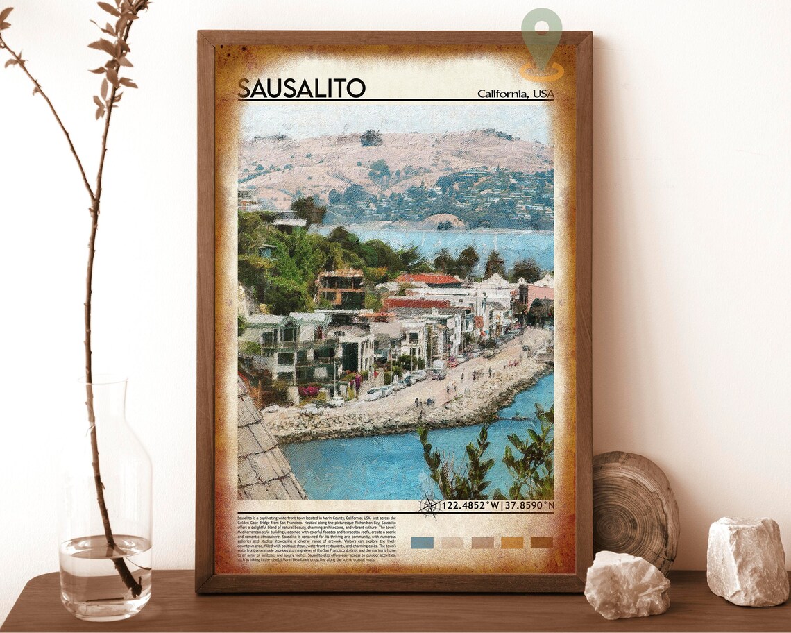 Sausalito California Waterfront Town Photo Bay Area Travel Wall Art - Image 6