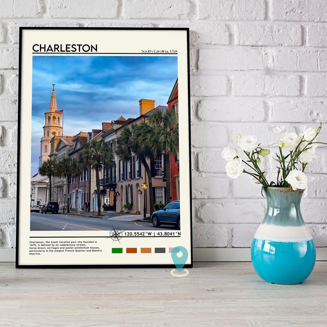 Charleston South Carolina Historic Street Palms Travel Poster - Image 3