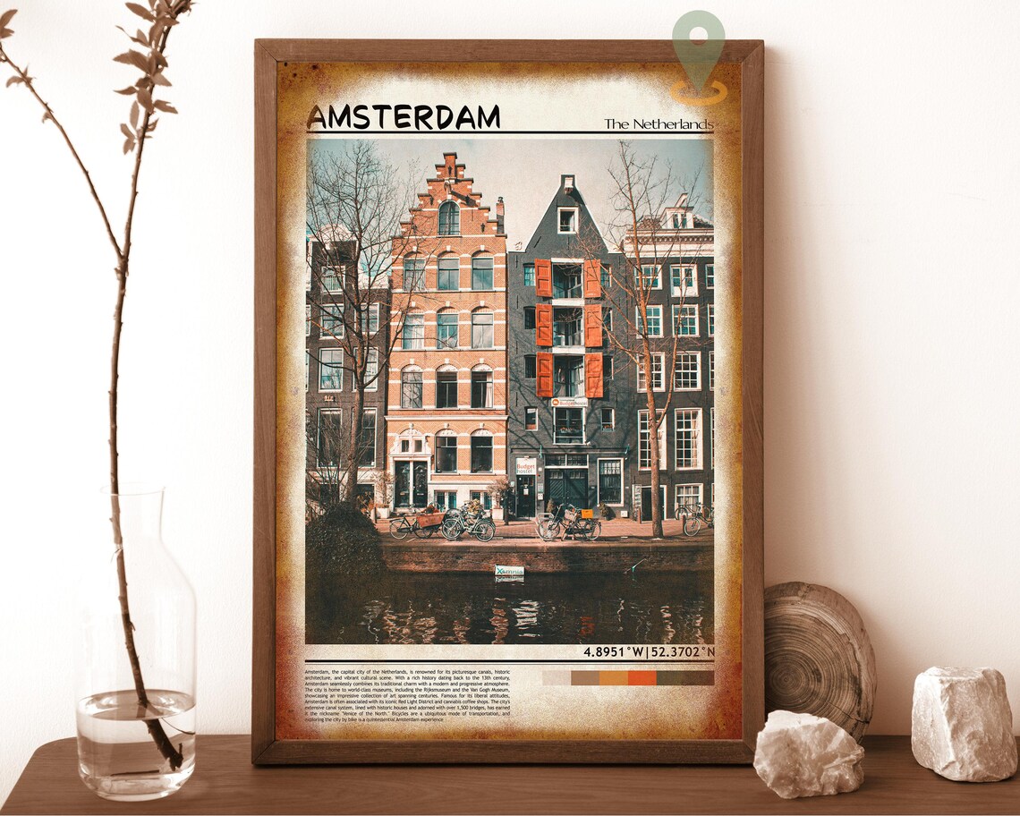 Amsterdam Historic Canal Houses and Bikes Reflections Poster - Image 6
