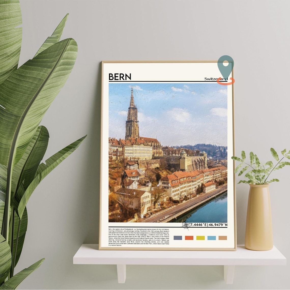 Bern Switzerland Old Town Cathedral Spire Aare River Rooftops Poster - Image 2