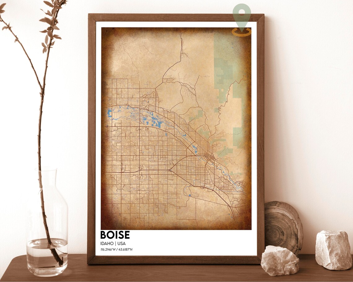 Boise Idaho USA City Map Poster Charcoal Green Modern Style Art - Image 6