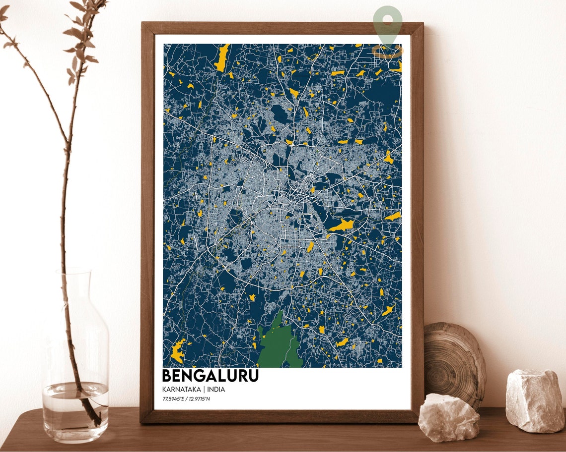 Bengaluru Karnataka India Deep Midnight Purple City Map Poster - Image 2