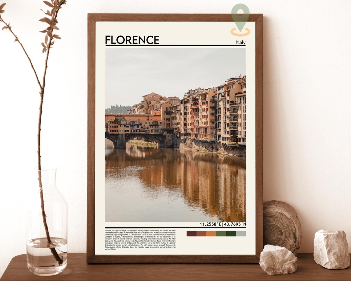 Florence Italy Ponte Vecchio Arno River Historic City Poster