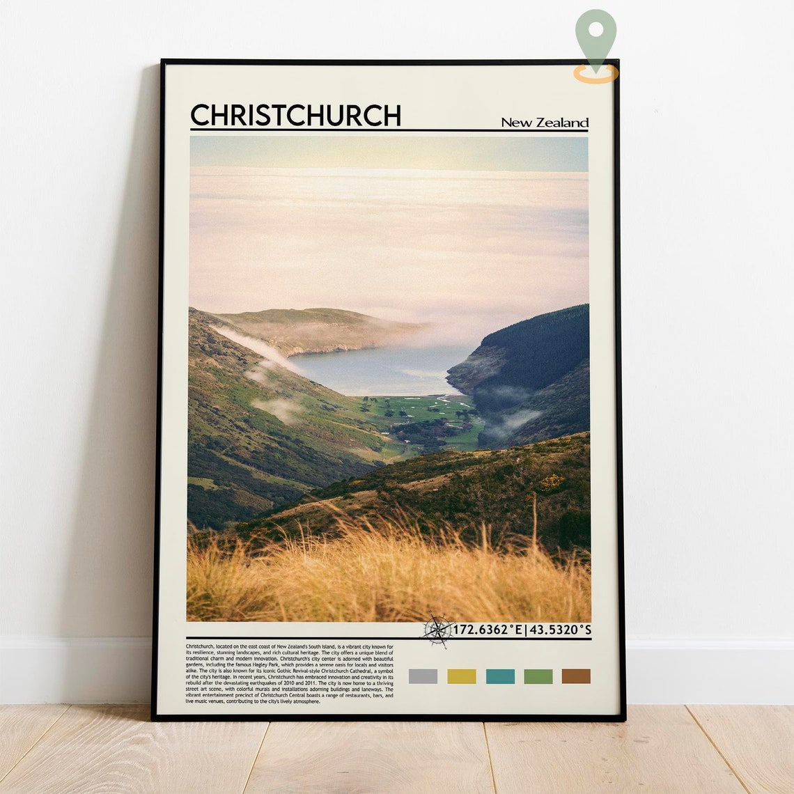 Christchurch Print Christchurch Poster Christchurch Wall Art Christchurch Travel Christchurch Art Print Christchurch New Zealand Print - Image 2
