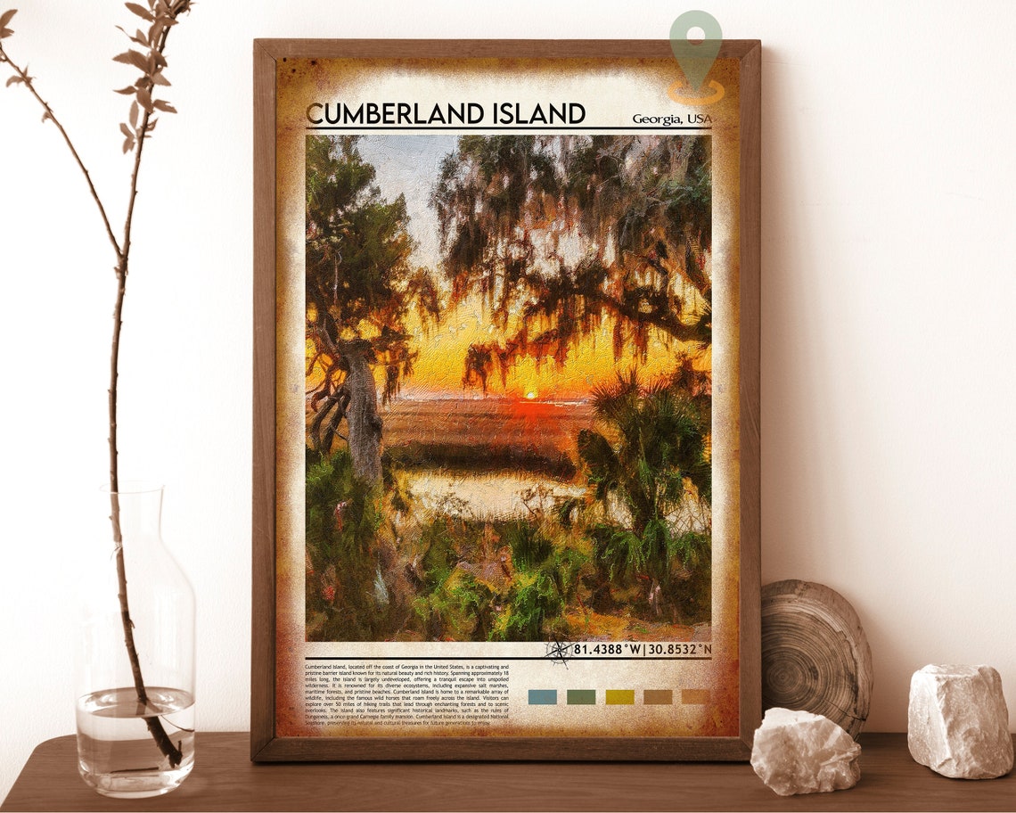 Cumberland Island Georgia Sunset Live Oaks Spanish Moss Travel Poster - Image 6
