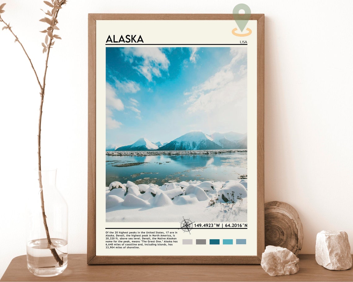 Vintage Poster Alasaka Print Alasaka Wall Art Alasaka Poster Alasaka Photo Alasaka Poster Print United States Poster Print