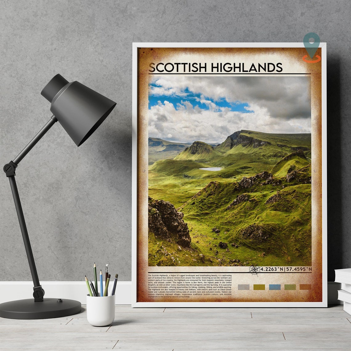 Scottish Highlands Rolling Green Mountains Landscape Travel Poster - Image 4