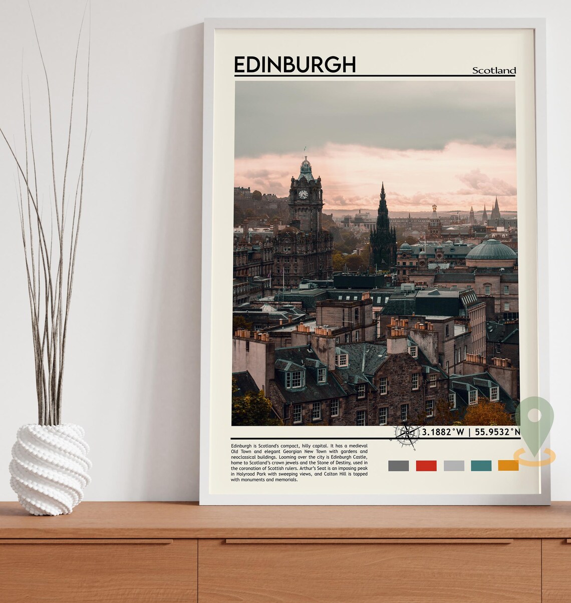 Edinburgh Scotland Old Town Skyline Sunset Vintage Travel Poster - Image 2