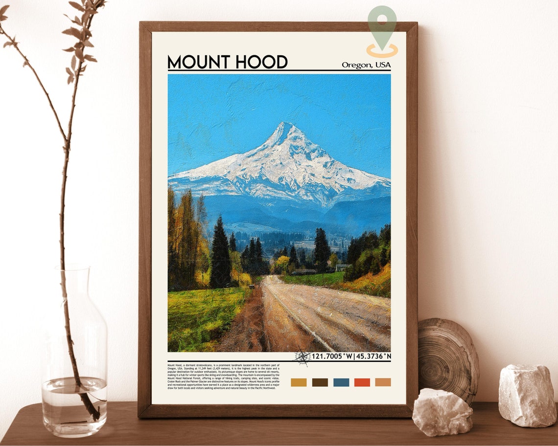 Mount Hood Poster Mount Hood Print Mount Hood Wall Art United States Photo United States Poster United States Print Travel Poster