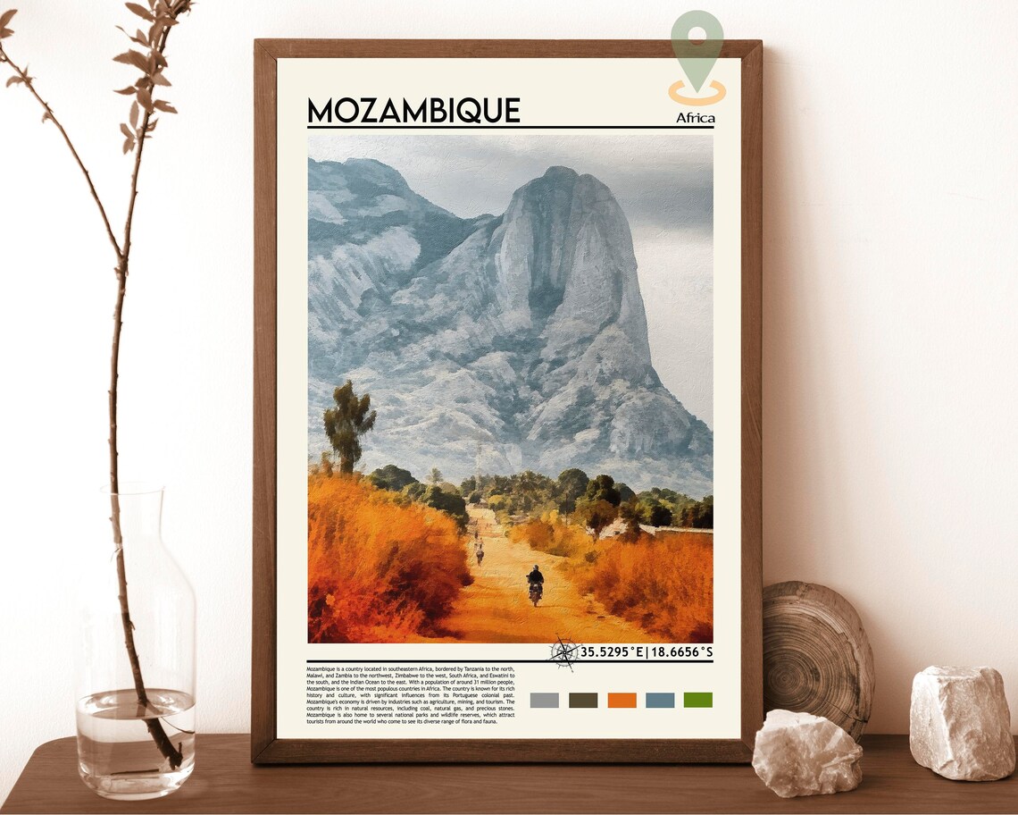 Mozambique Painted Granite Mountain Landscape Africa Travel Poster