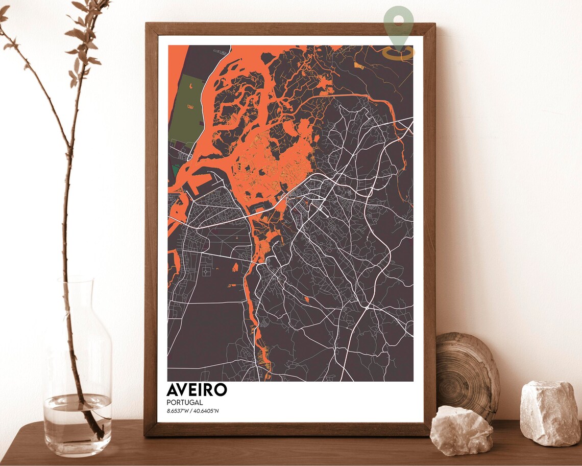 Aveiro Portugal Atlantic Coast Midnight Canal City Map Poster - Image 5