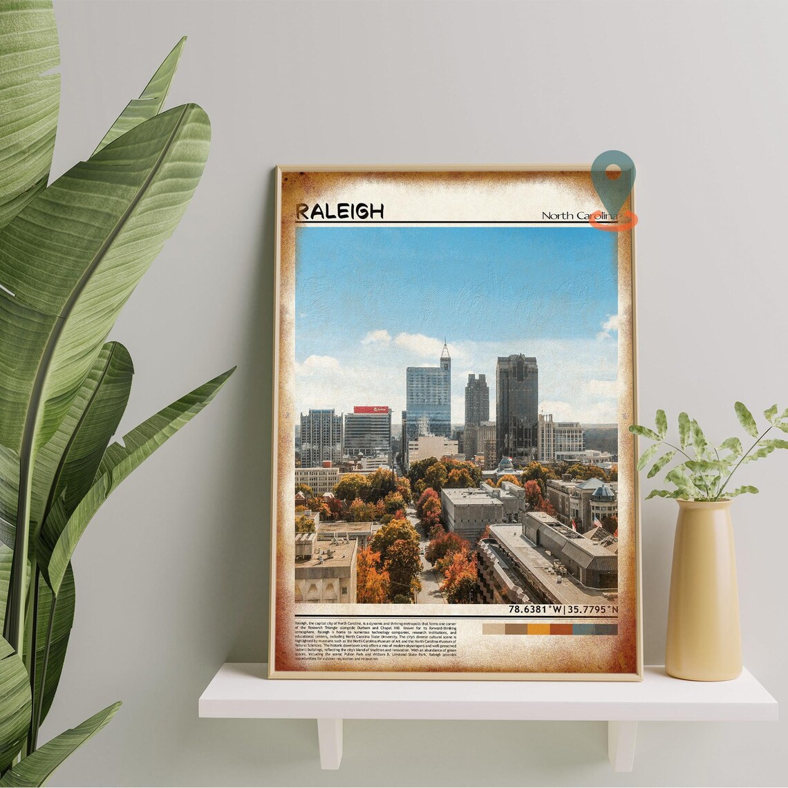 Raleigh North Carolina Downtown Skyline Fall Foliage View Poster - Image 5