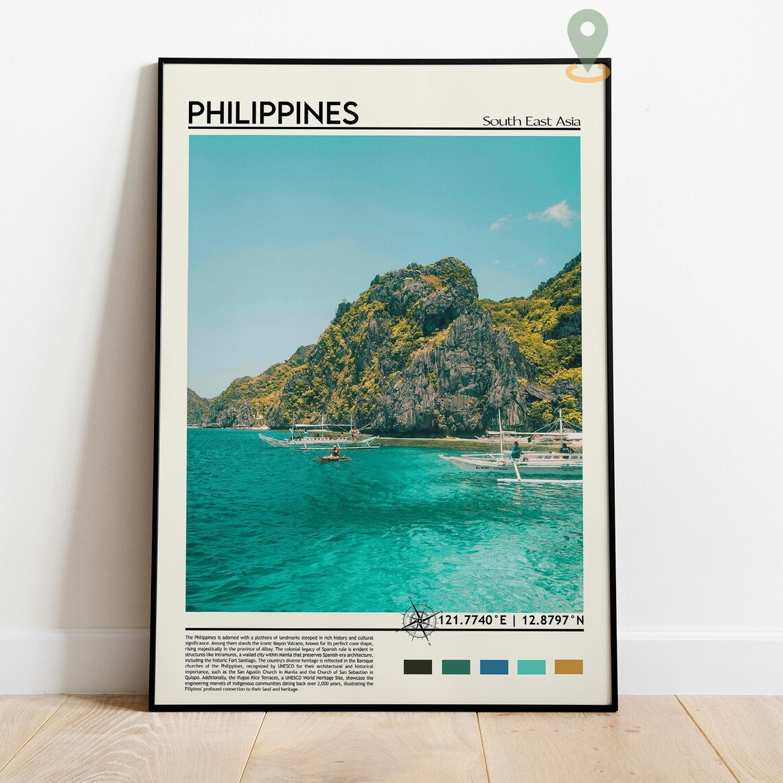 Philippines Tropical Island Boat Beach Vintage Travel Poster Art - Image 4
