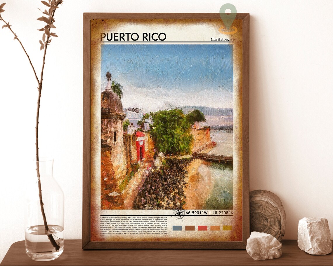 Puerto Rico Old San Juan Fort Colonial Caribbean Island Travel Poster - Image 6