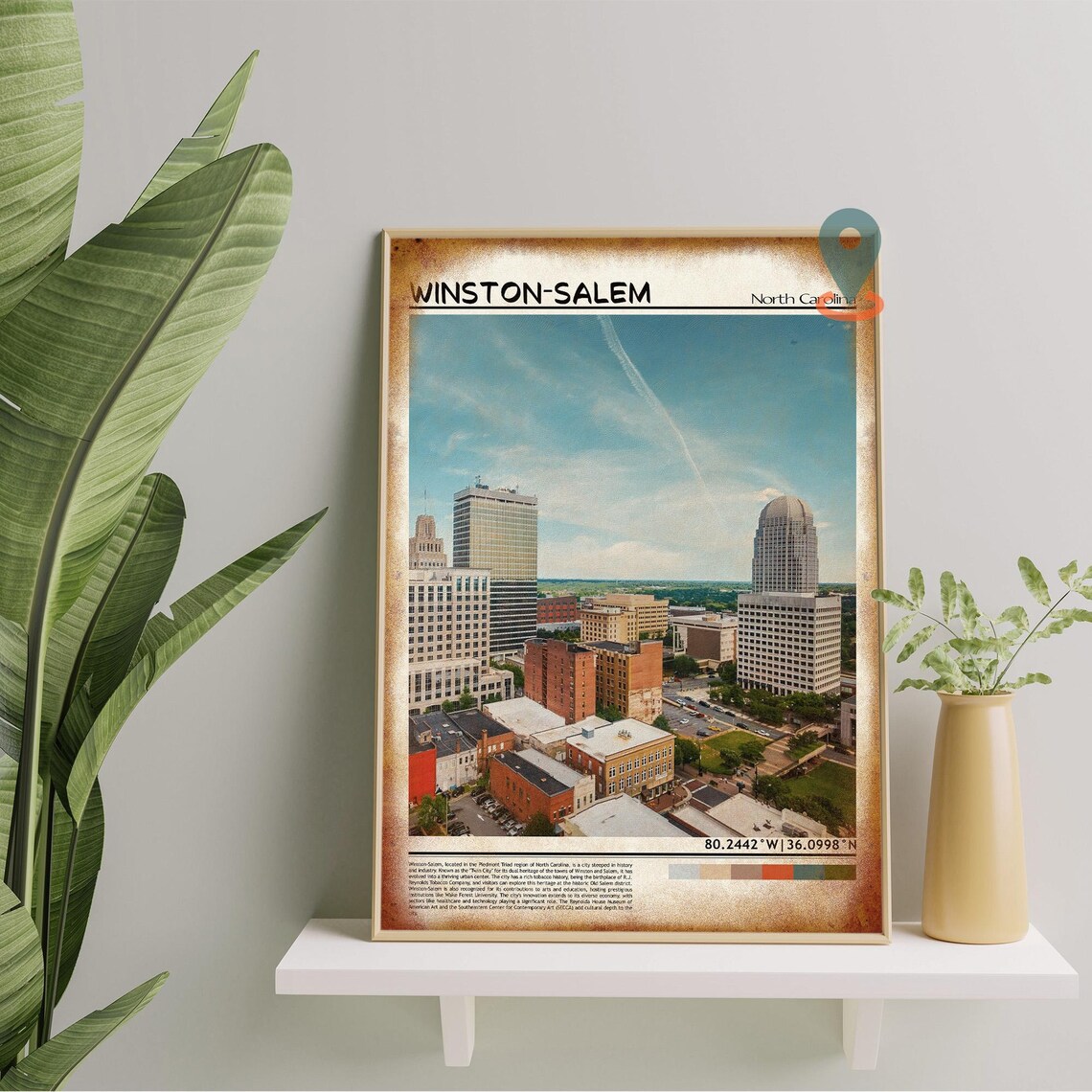 Winston-Salem North Carolina Downtown Skyline City Travel Poster - Image 5