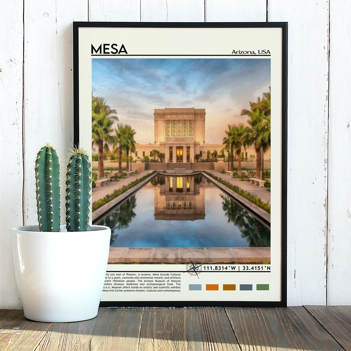 Mesa Arizona Temple Reflecting Pool Sunset Desert Oasis Poster - Image 5